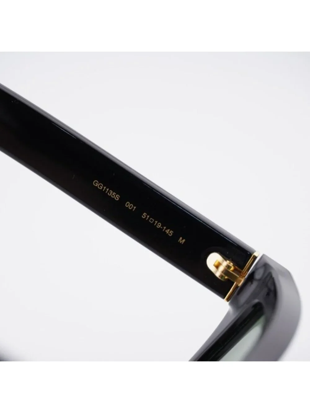 Gucci GG1135S 001 Sunglasses Black Square Frame, Green Polarized Lenses